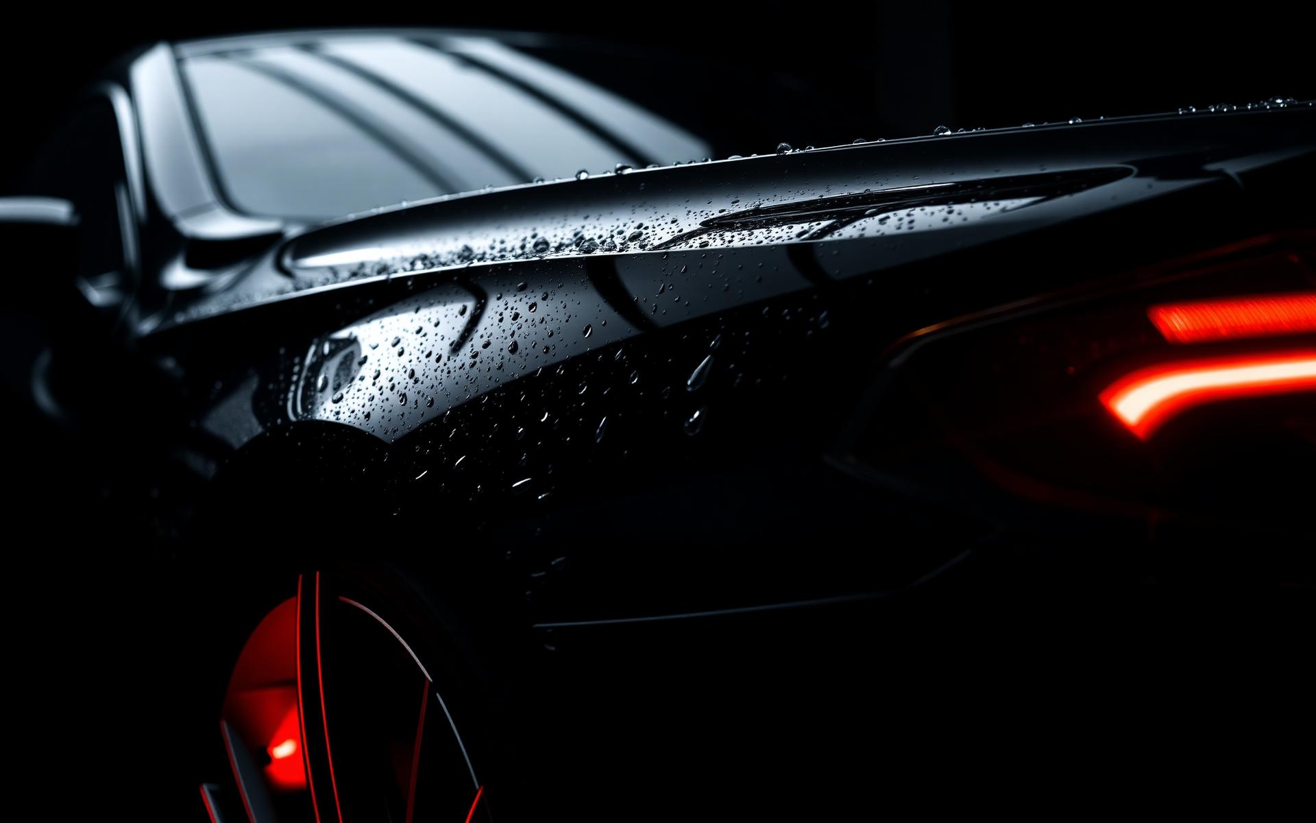 Detailed luxury car with red rim accent